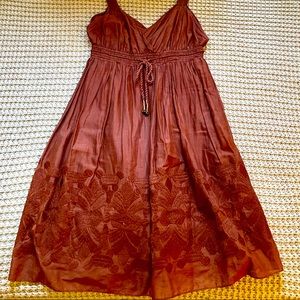 Banana Republic chocolate brown all cotton embroidered dress in size 6.